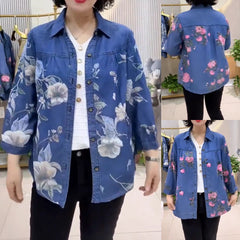 🔥【S-5XL】Camisa vaquera de seda helada para mamá de mediana edad