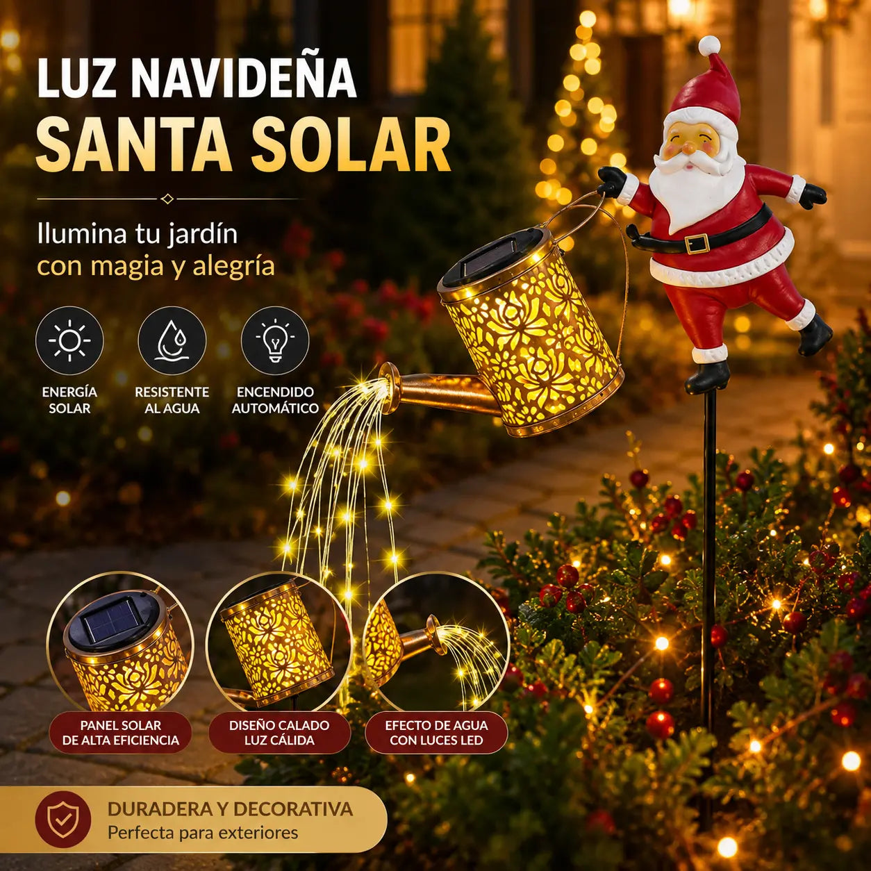 📢📢¡50% DE DESCUENTO! 🎅Luz solar de jardín de Papá Noel✨