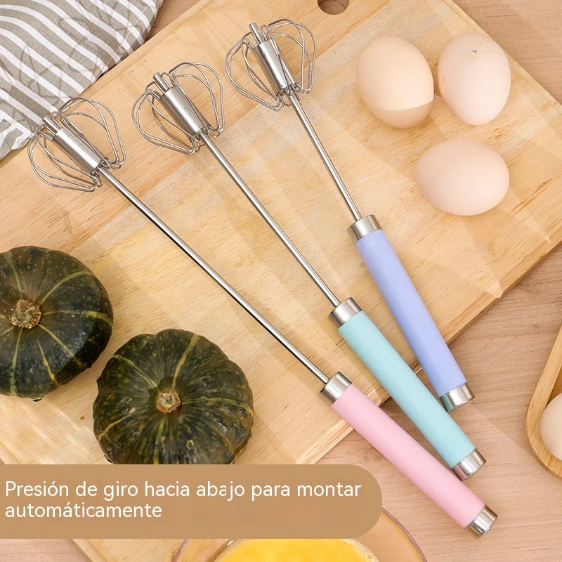 🔥Compre 1 y obtenga 1 gratis（2 piezas）🥚👩‍🍳🍳Batidor de huevos semiautomático de acero inoxidable