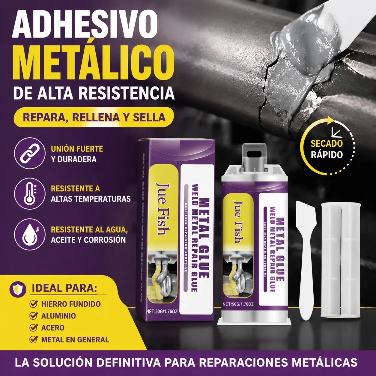 ⚡【2 juegos por 25 euros】🔩 Pegamento Metálico – Adhesivo de Reparación por Soldadura Metálica ✨