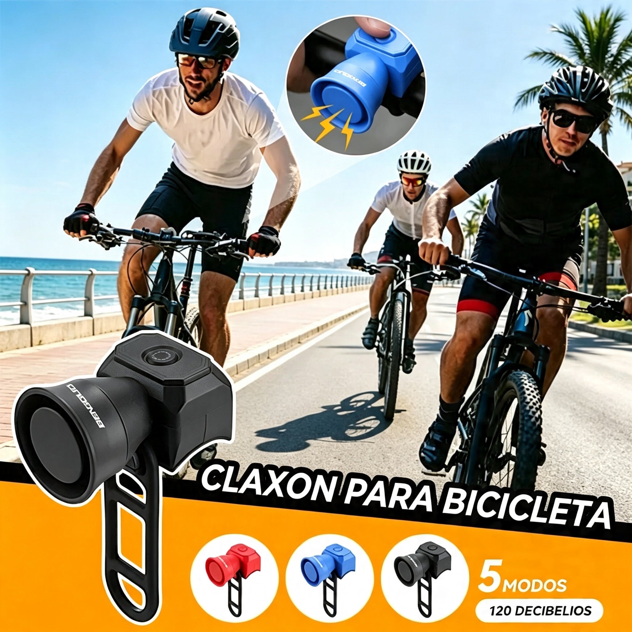 🔔2 unidades a 28 euros⚡ Claxon Eléctrico para Bicicleta 120 dB – Recargable por Tipo‑C, Impermeable IP4, Campana de Seguridad para MTB y Plegable 🚲💨