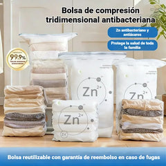 🧳【Juego de 5 piezas】💨 Bolsa de almacenamiento al vacío grande y compresible: no requiere bomba, es a prueba de fugas e ideal para ahorrar espacio en maletas y en casa ✈️