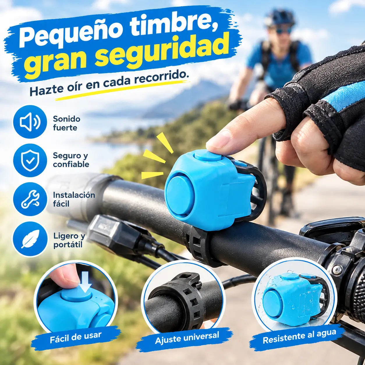 🚴‍♂️🔔 Bocina recargable para bicicleta con 5 modos de sonido