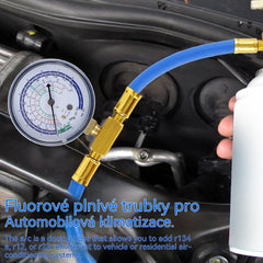 🔧❄️ Hadice pro doplňování chladiva R134a AC s manometrem – Těsná, snadno čitelná a kompatibilní s klimatizacemi pro automobily, nákladní vozy nebo domácími klimatizacemi – Bezpečné doplňování svépomocí 🚗