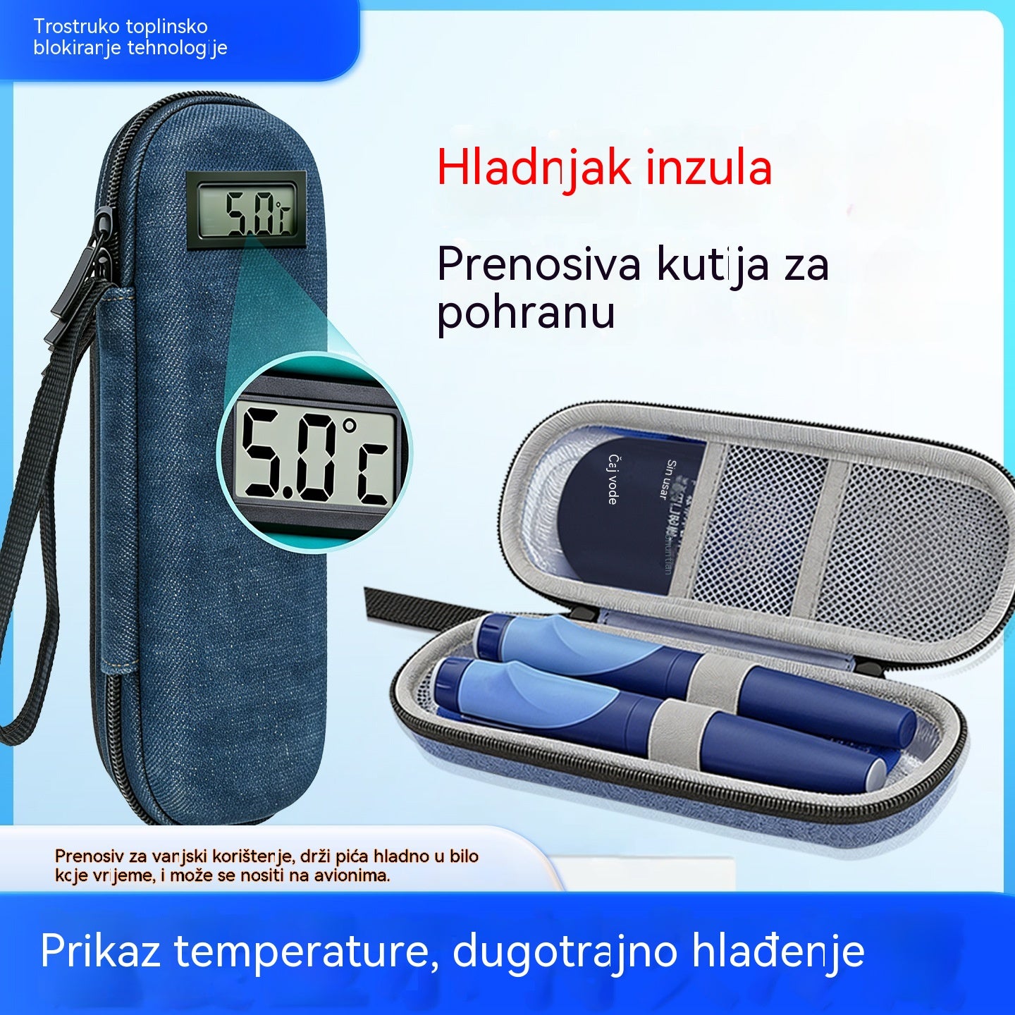 ❄️✈️Prijenosni hladnjak za inzulin s indikatorom temperature