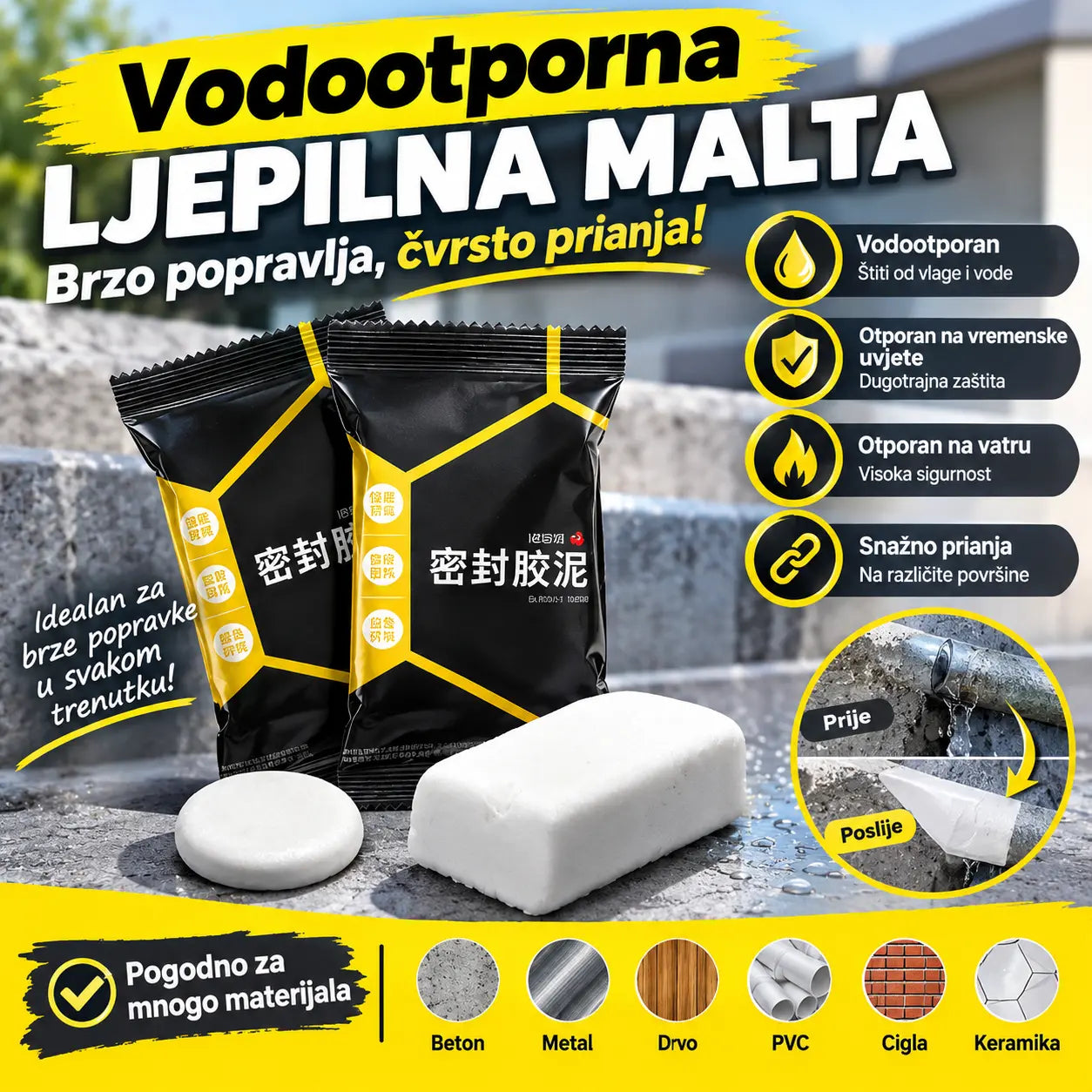 【10 komada za 24 €】🔧 Bijeli vodootporni kit za brtvljenje – Popravlja rupe, zidove i cijevi klima uređaja 💧🏠