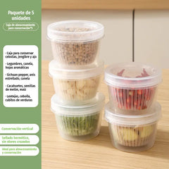 🧅【¡Compra 1 set y llévate otro de regalo!】🧄 Contenedor Organizador 2 en 1 con Escurridor y Tapa Hermética | Caja Apilable para Nevera 🥬✨