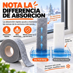 💧【¡Compra uno, consigue uno gratis!】❄️ Cinta Absorbente de Condensación para Ventanas | Fieltro Autoadhesivo Antihumedad y Antigoteo | Tira para Alféizar y Marco 🌬️