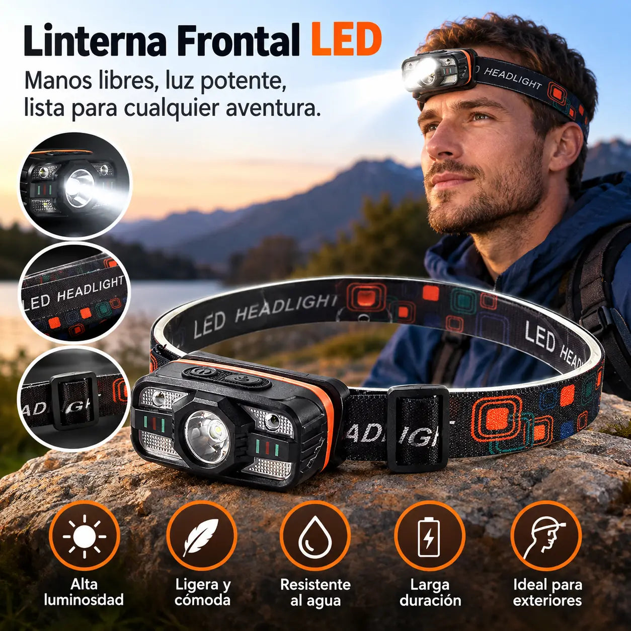 Faros LED de inducción con carga USB inteligente