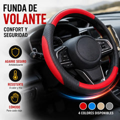 🔥Funda de volante de cuero genuino - Funda universal para volante de coche, antideslizante, duradera