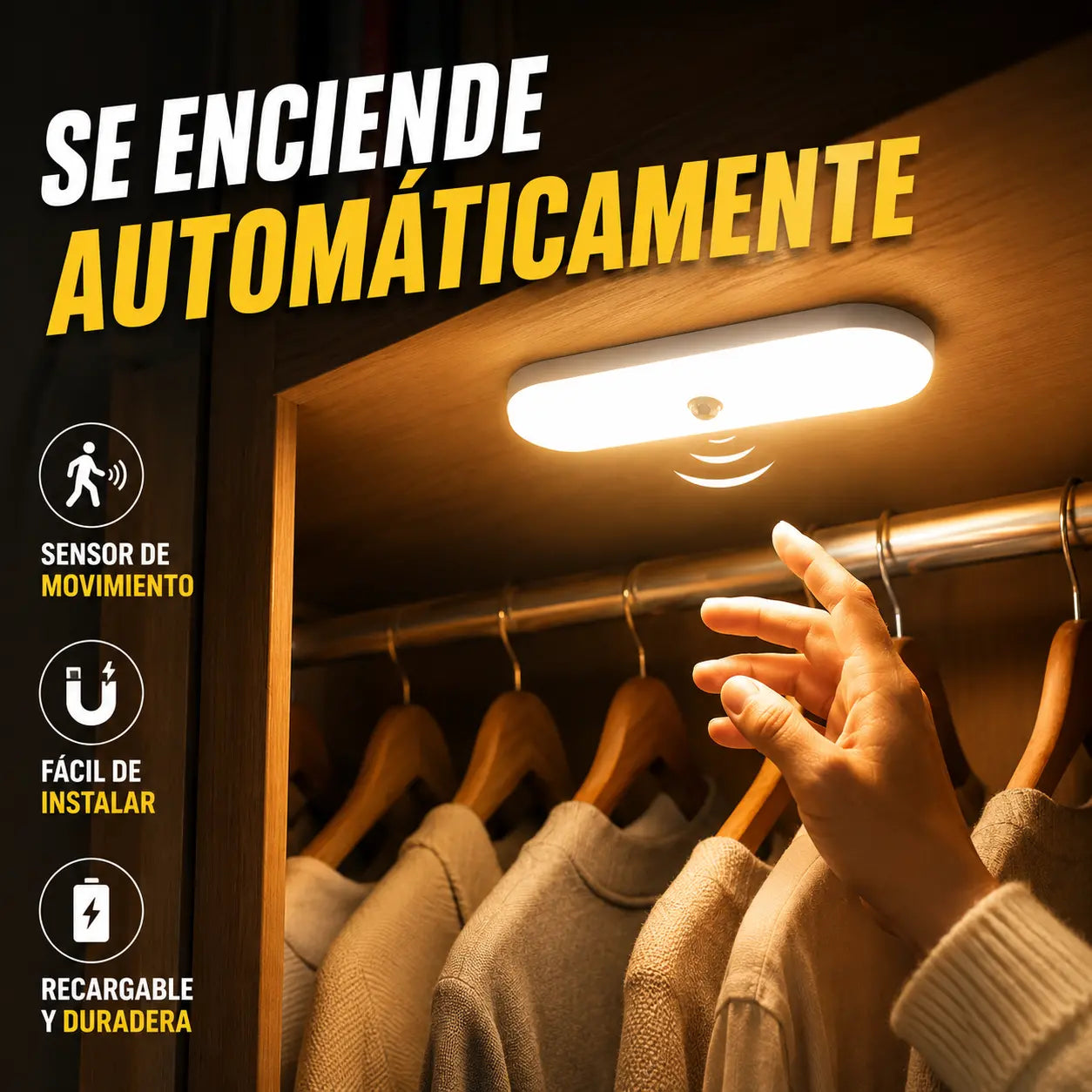 🔥【Compra uno y llévate otro gratis】🏡💡Luz LED inteligente magnética, batería de larga duración, luz ajustable de tres colores