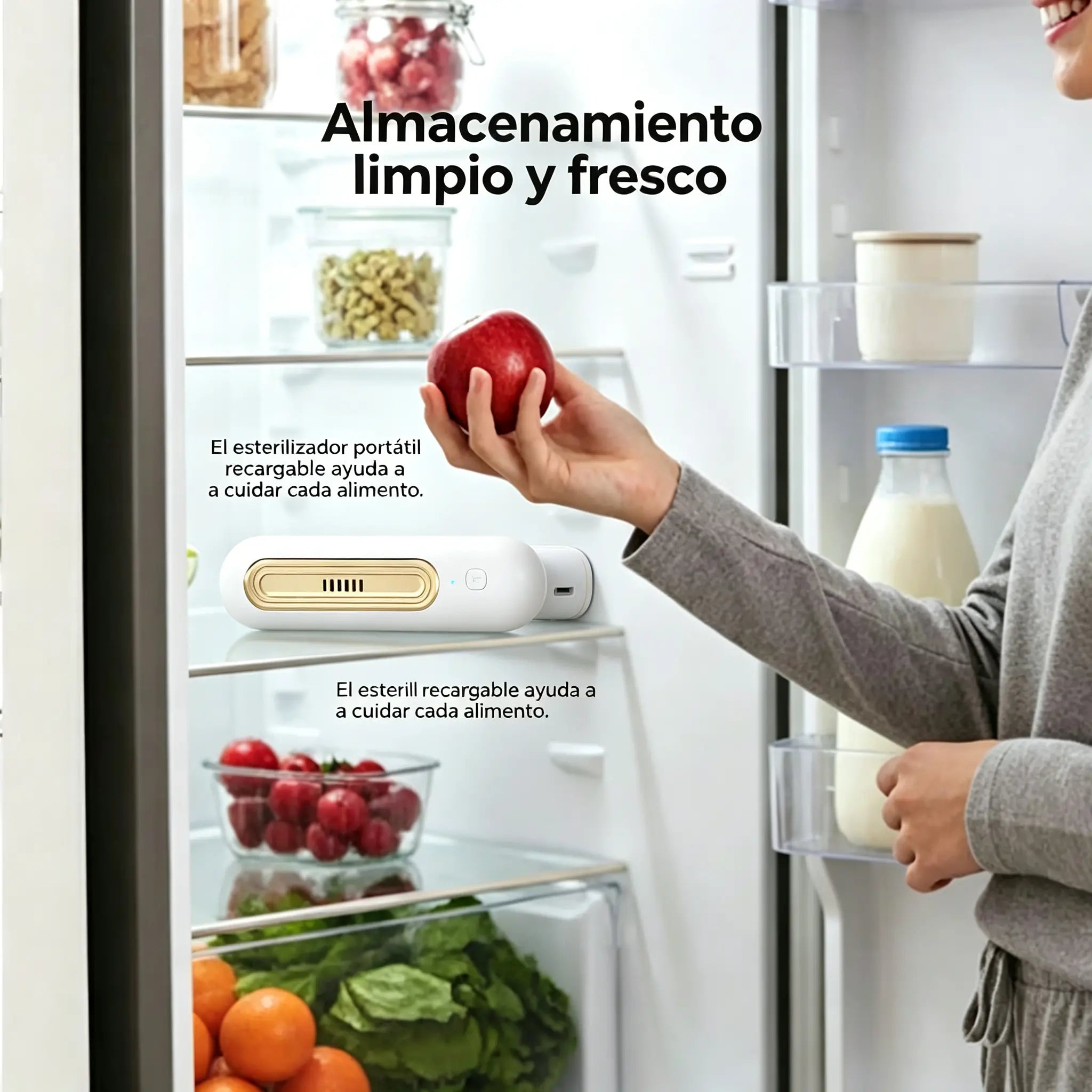 🔋❄️ Purificador de Aire Recargable para Nevera | Elimina Olores con Ozono e Iones Negativos | Portátil y sin Cables 🍃