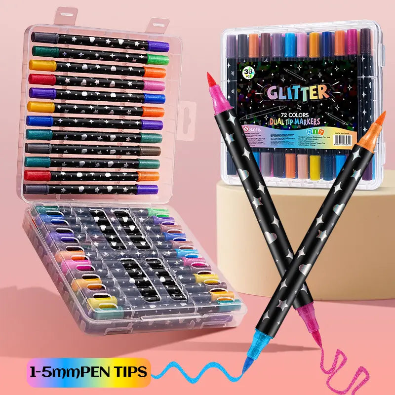 🎉 Oferta 2026 🌸 Set de 24 rotuladores de purpurina de doble punta para rostro y cuerpo ✨