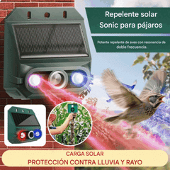 🔥Repelente solar ultrasónico para animales para exteriores: puede ahuyentar pájaros y animales.