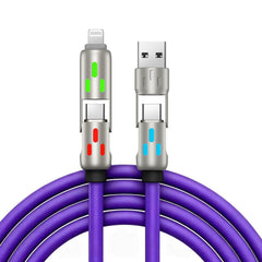 🔥 (2 metros de largo) Cable 4 en 1 PD 240 W – Carga rápida USB‑C, Lightning y USB‑A, aluminio y silicona, sincronización de datos ⚡📱