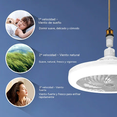 💡❄Ventilador y luz integrados para uso doméstico- atenuación tricolor🌈
