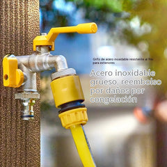 🚰 Grifo de doble salida, grifo de jardín exterior resistente a las heladas con interruptor independiente.
