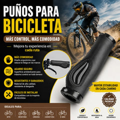 【¡AHORA CON UN 50% DE DESCUENTO!】1 par / 2 pares- Puños ergonómicos para manillar con apoyo para la palma de la mano: diseño de ala, doble bloqueo y TPR amortiguador.