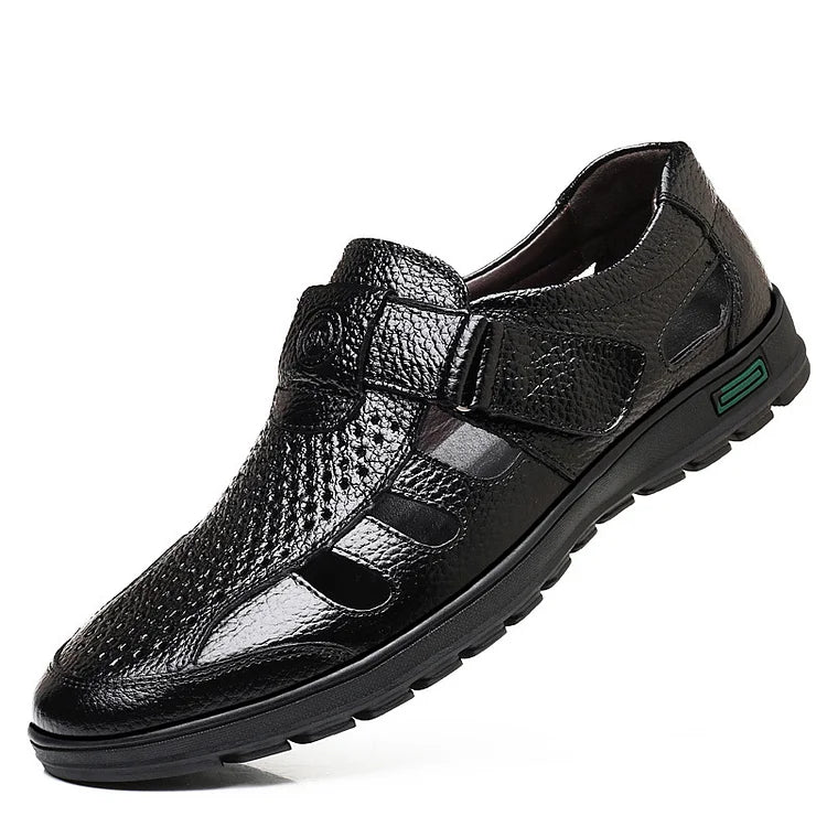 【39-44】🔥2025 Sandalias de verano transpirables para hombre, de piel auténtica, cómodas