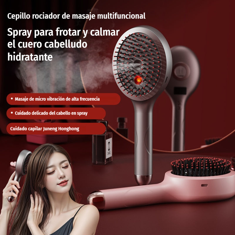 💆‍♀️Peine de masaje con spray que relaja el cuero cabelludo, peine de masaje para peinar y cuidar el cabello en casa con masaje vibratorio.