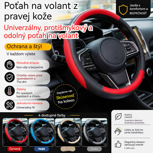 🔥 Poťah na volant z pravej kože – Univerzálny, protišmykový a odolný poťah na volant 🚘