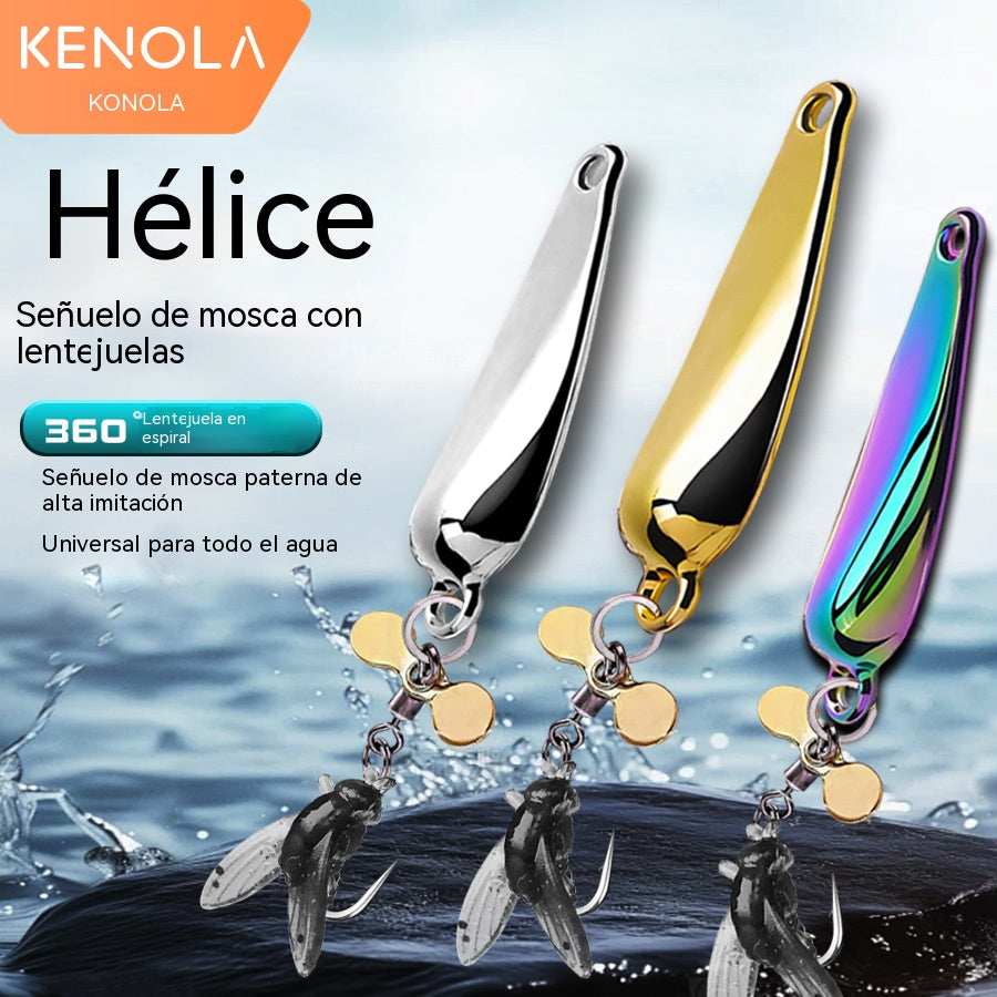 【Compra 3 y llévate 3 gratis】🐟Lanzamiento de señuelos con cucharillas giratorias en forma de hélice y cebos para mosca.