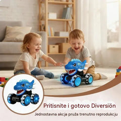 🦖🚗 Automobil s dinosaurima i funkcijom pokretanja pritiskom: laganim pritiskom kreće uz bljeskanje svjetala i zabavnu buku ✨🎮