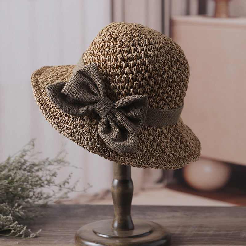 🎀🎀 50% SLEVA 👒 | Retro slaměný klobouk s mašlí – skládací a prodyšný na léto