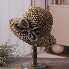 🎀🎀 50% SLEVA 👒 | Retro slaměný klobouk s mašlí – skládací a prodyšný na léto