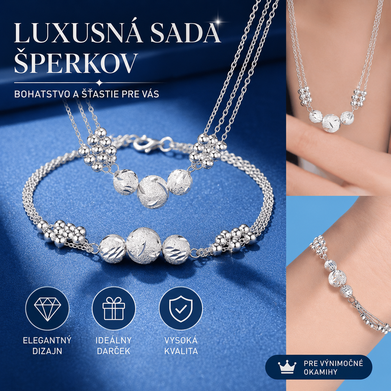 🔥Kúpte 1 a získajte 1 zadarmo（2 sady）✨Súprava šperkov so strieborným transferovým rytým náhrdelníkom