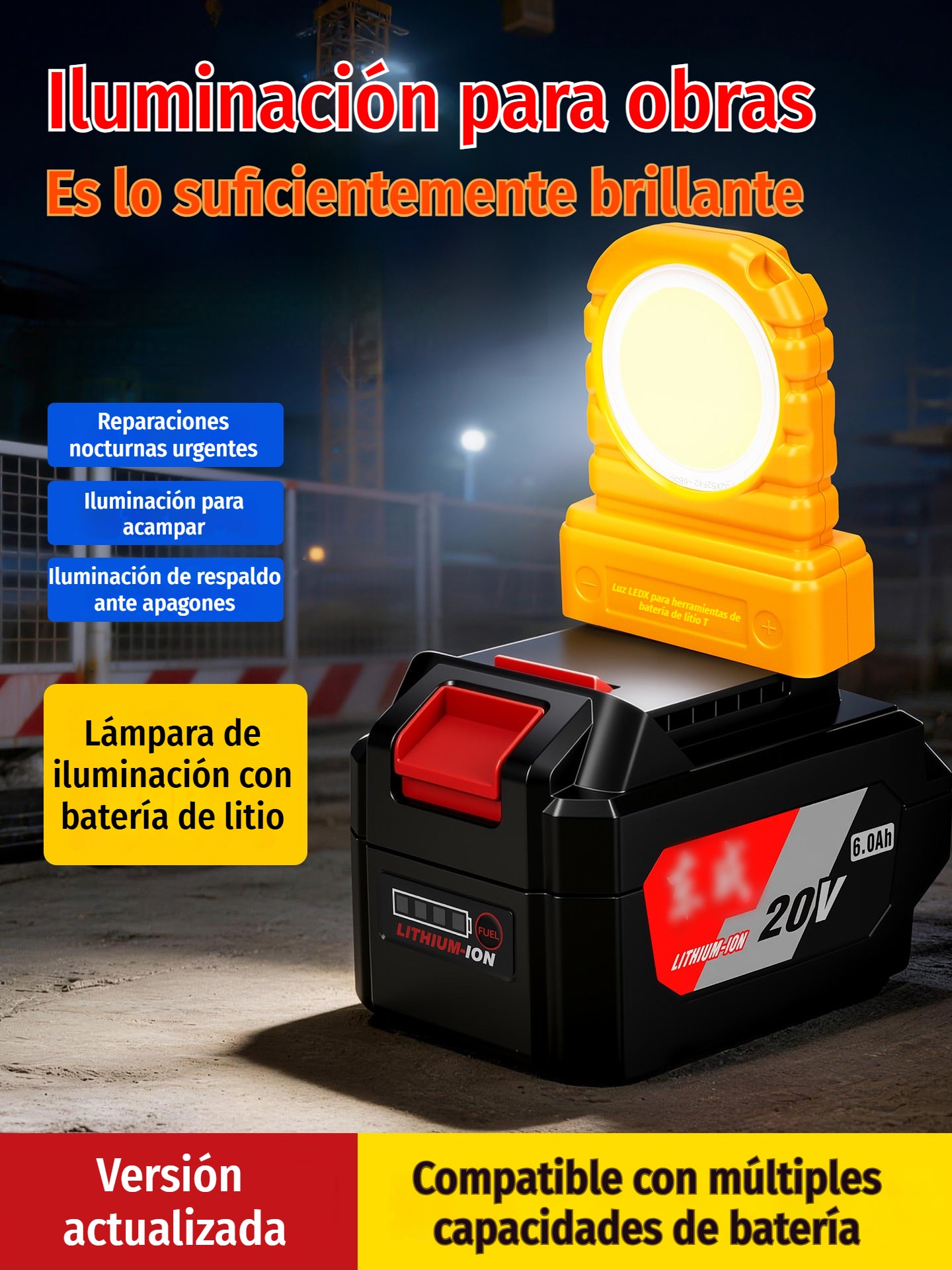 【🔥3 piezas】Luz LED universal, compatible con varios tipos de baterías de litio.