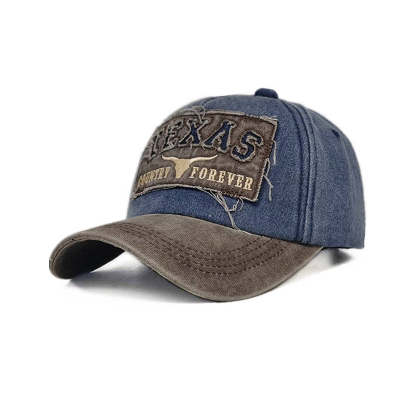 🐂🧢 Gorra de béisbol retro ajustable con cabeza de toro y letras bordadas