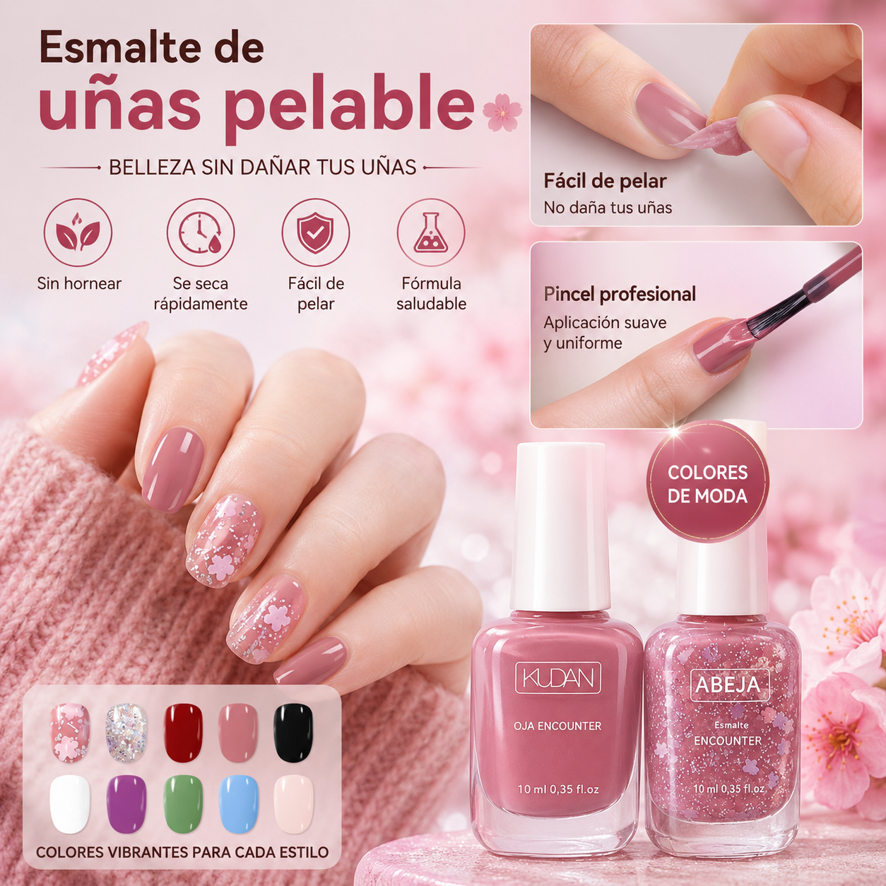 🔥✨【Oferta por tiempo limitado, 50% de descuento】💅🌈Esmalte de uñas removible, de secado rápido y sin horno