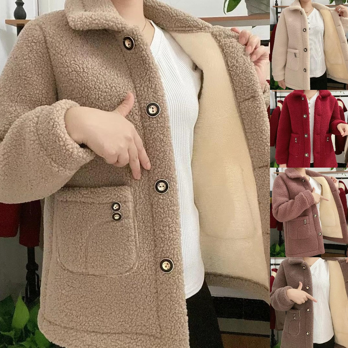 🔥💥🔥☃️Chaqueta cálida para mujer 2025, nueva moda, terciopelo, imitación de lana de cordero gruesa.