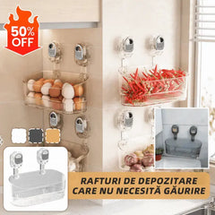 🍽️🧺Estante de almacenamiento con ventosa sin perforaciones, escurridor de pared para cocina y baño🔥
