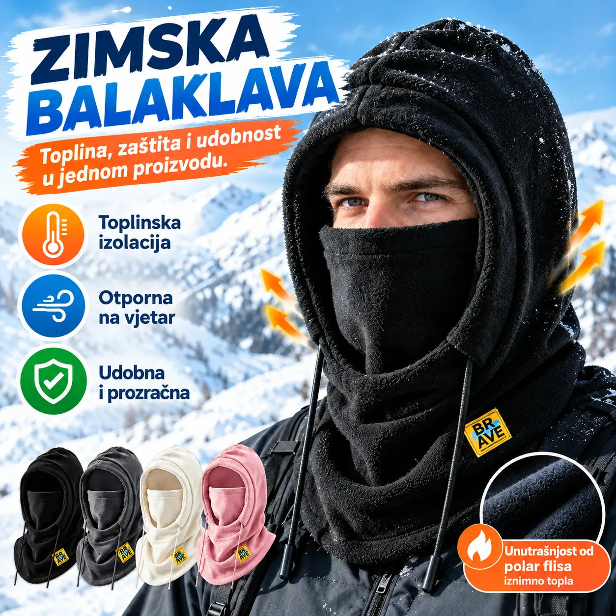 ❄️ Potpuno termalna kapa s flis podstavom koja grije do -20 stupnjeva Celzija. ⛷️ Idealna za skijanje, vožnju motociklom i aktivnosti na otvorenom.