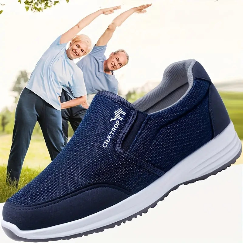 【39-45】2024 nuevos zapatos deportivos casuales para personas de mediana edad y mayores, parte superior de malla ligera y transpirable