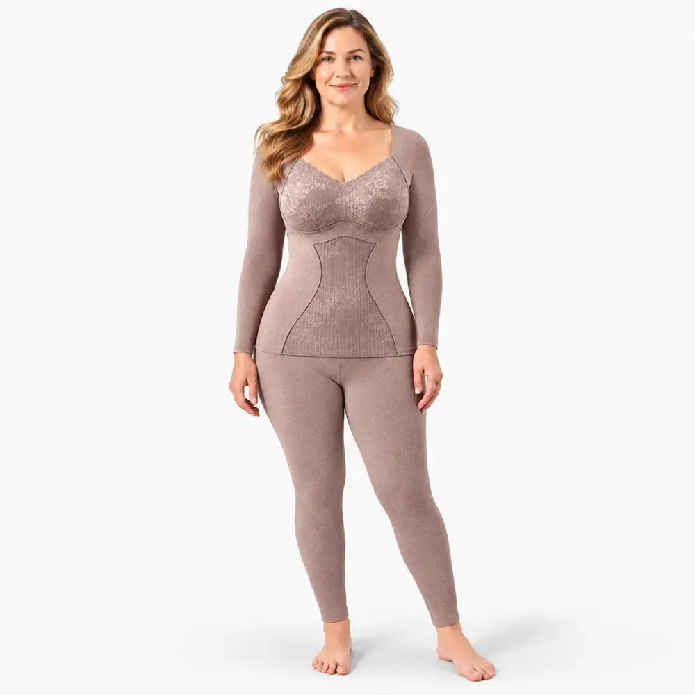 【M-2XL】Conjunto de ropa interior térmica de invierno para mujer: aislante, grueso, con inserciones, de calentamiento rápido, para otoño e invierno.
