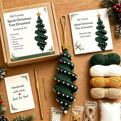 ⛄️🎄Kit para hacer un adorno de muñeco de nieve en espiral a crochet (incluye hilo suave, aguja de crochet, cuentas navideñas, decoraciones de copos de nieve e instrucciones paso a paso)