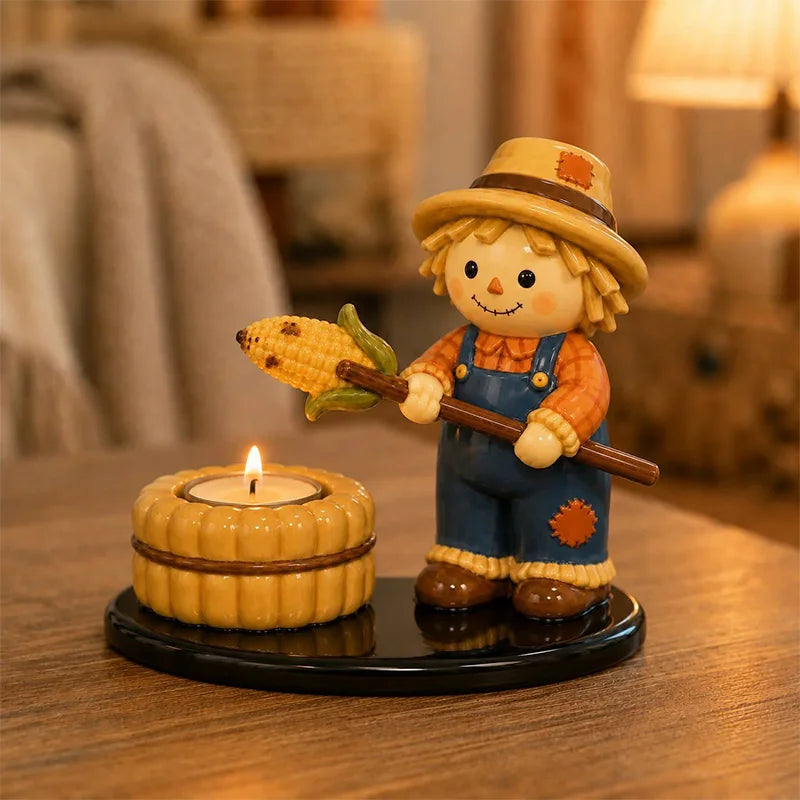 👻🔥 Portavelas de Fogata con Fantasmitas y Animales de Resina – Soporte para Vela de Té, Adorno de Escritorio 🕯️✨