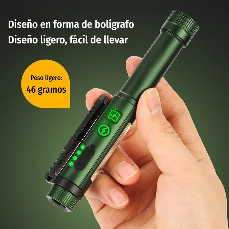 🔦 Linterna de trabajo recargable con doble luz | Enfoca e ilumina con un solo clic, luz focal + luz amplia COB, ideal para reparaciones
