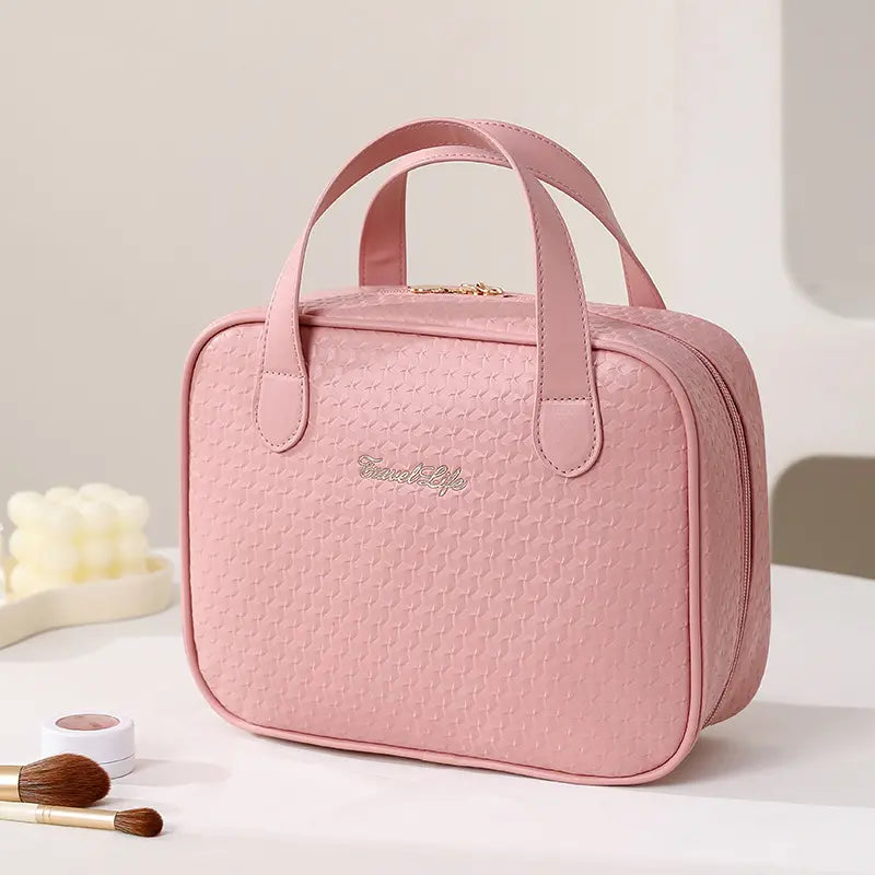 Neceser de cosméticos impermeable de PU, gran capacidad, bolsa de almacenamiento de cosméticos portátil