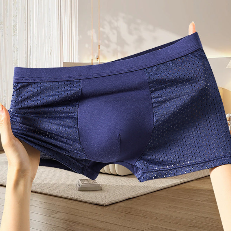 🔥【4 piezas】Calzoncillos bóxer de malla transpirable y cómodos para hombre