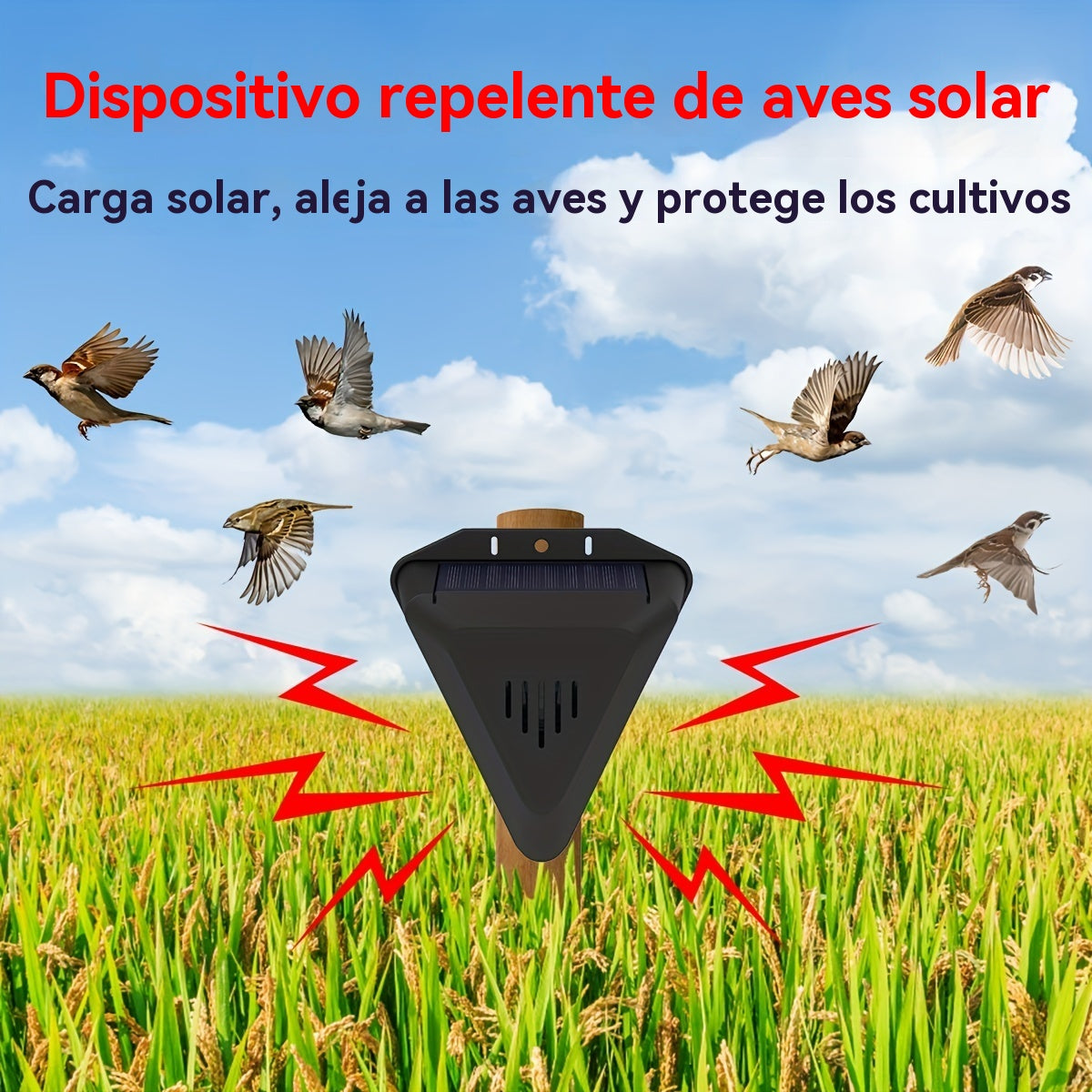 🔥📣Dispositivo de alarma solar con sonido y luz para pájaros, ideal para huertos, estanques de peces, arrozales