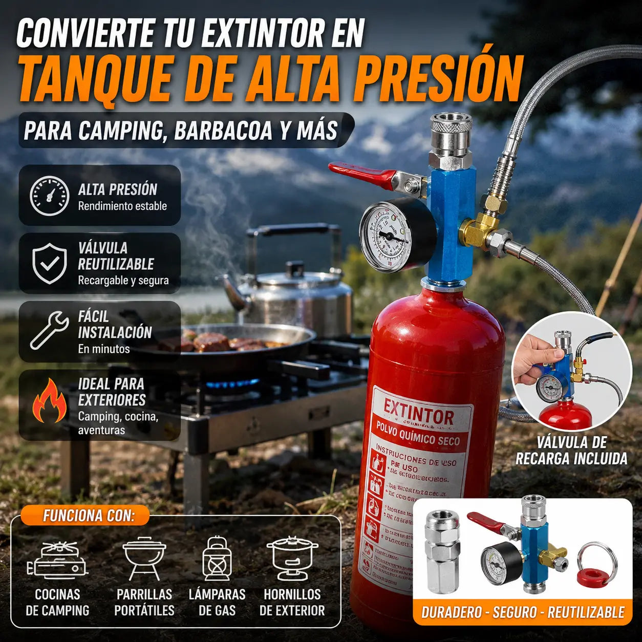 💥¡50% de descuento! 👍👍 Para convertir cilindros de extintores en válvulas de gas recargables.