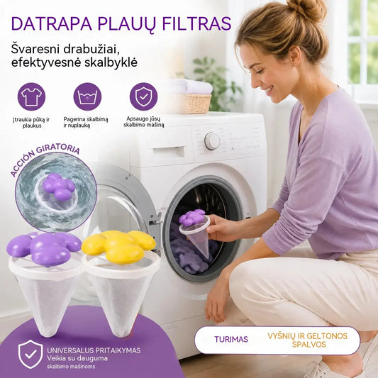 ✨ Plūduriuojantis skalbimo mašinos filtras – surenka pūkus, plaukus ir augintinių kailį kiekvieno skalbimo metu 🧺