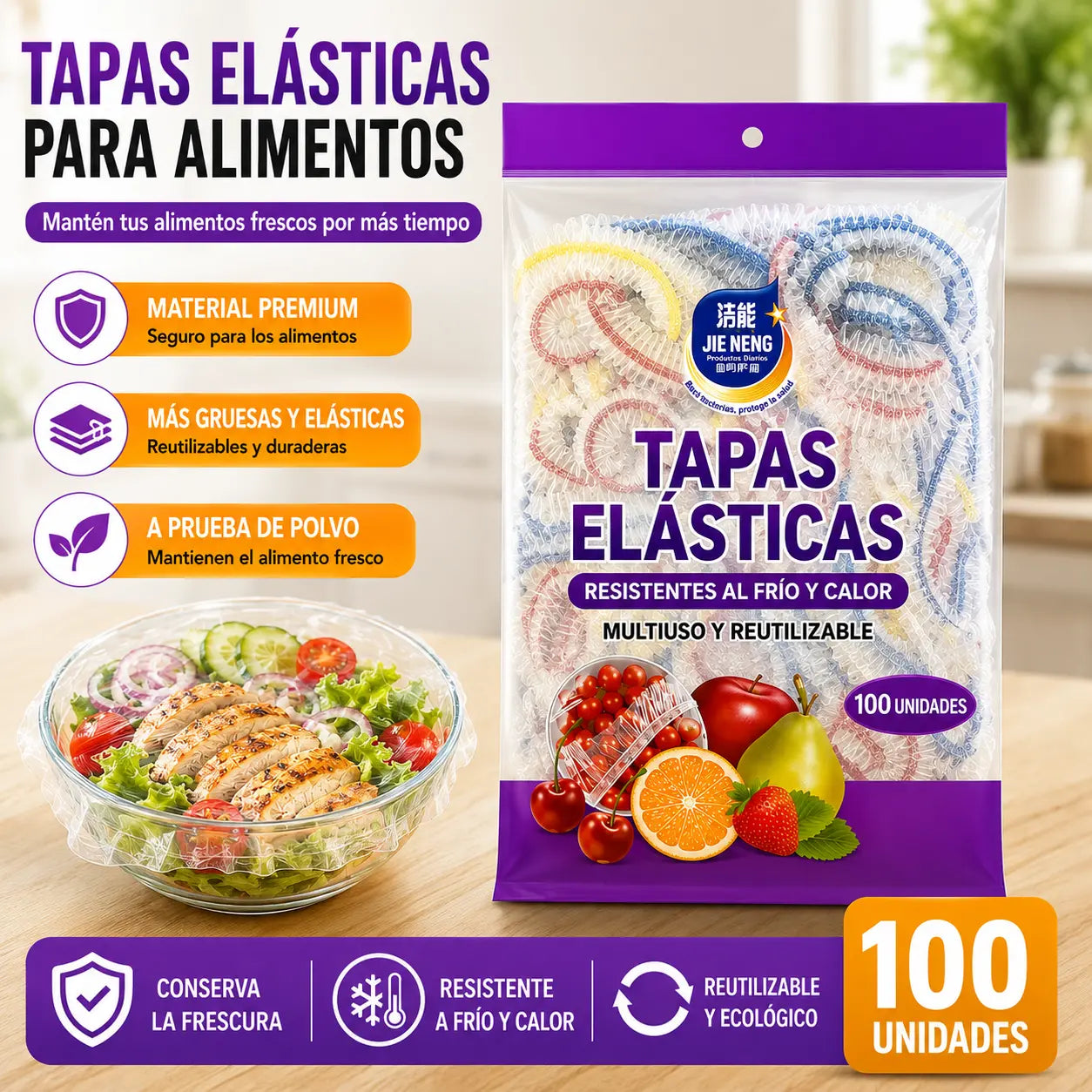 【200 piezas】Film transparente desechable, ideal para recipientes y alimentos. Se ajusta perfectamente, ofrece un buen sellado y es fácil de usar.