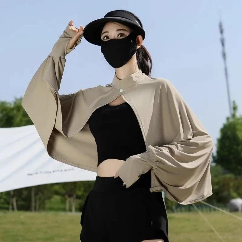 ☀️❄️ Chaqueta Solar de Seda Fría UPF50+ – Fresca, Ligera y Protección Total para el Verano