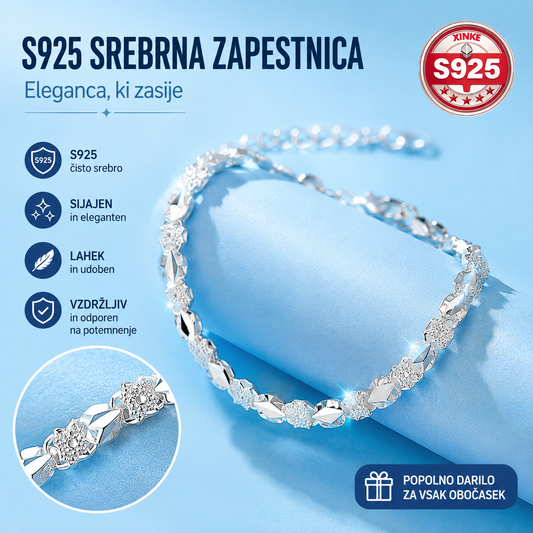 💖【Kupite enega, enega dobite brezplačno】🍀Nova ženska modna zapestnica iz srebra 925 s štiriperesno deteljico