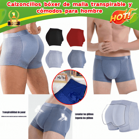 🔥【4 piezas por 27 euros】Calzoncillos bóxer de malla transpirable y cómodos para hombre